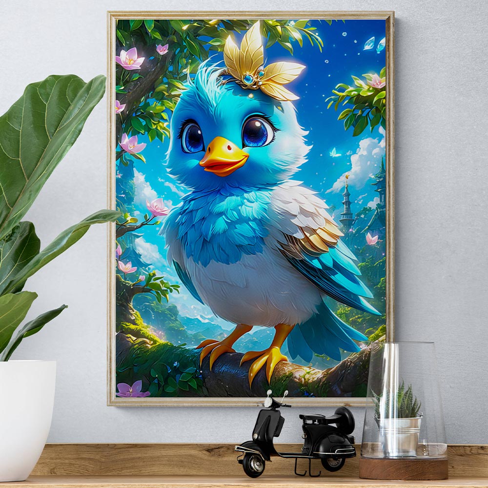 5D Diamond Painting AB Steine Blue Bird, Unique-Diamond