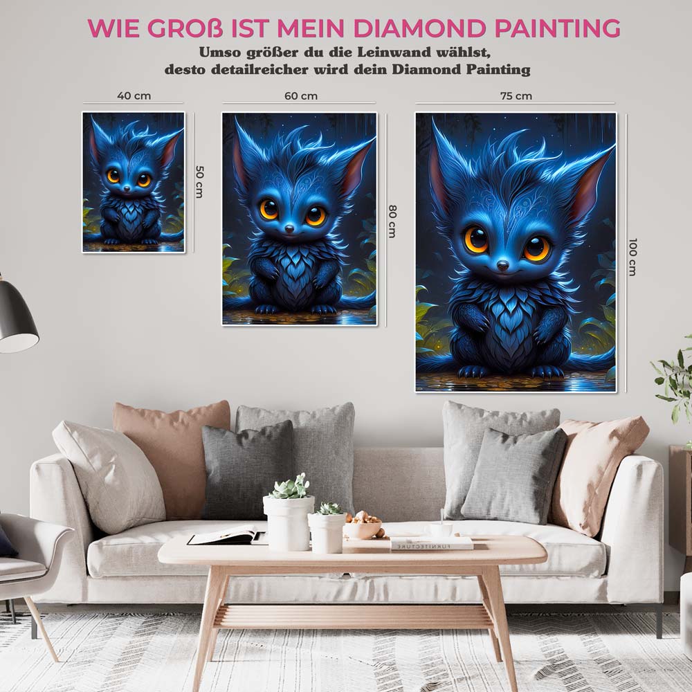 5D Diamond Painting AB Steine Blue Dragon, Unique-Diamond