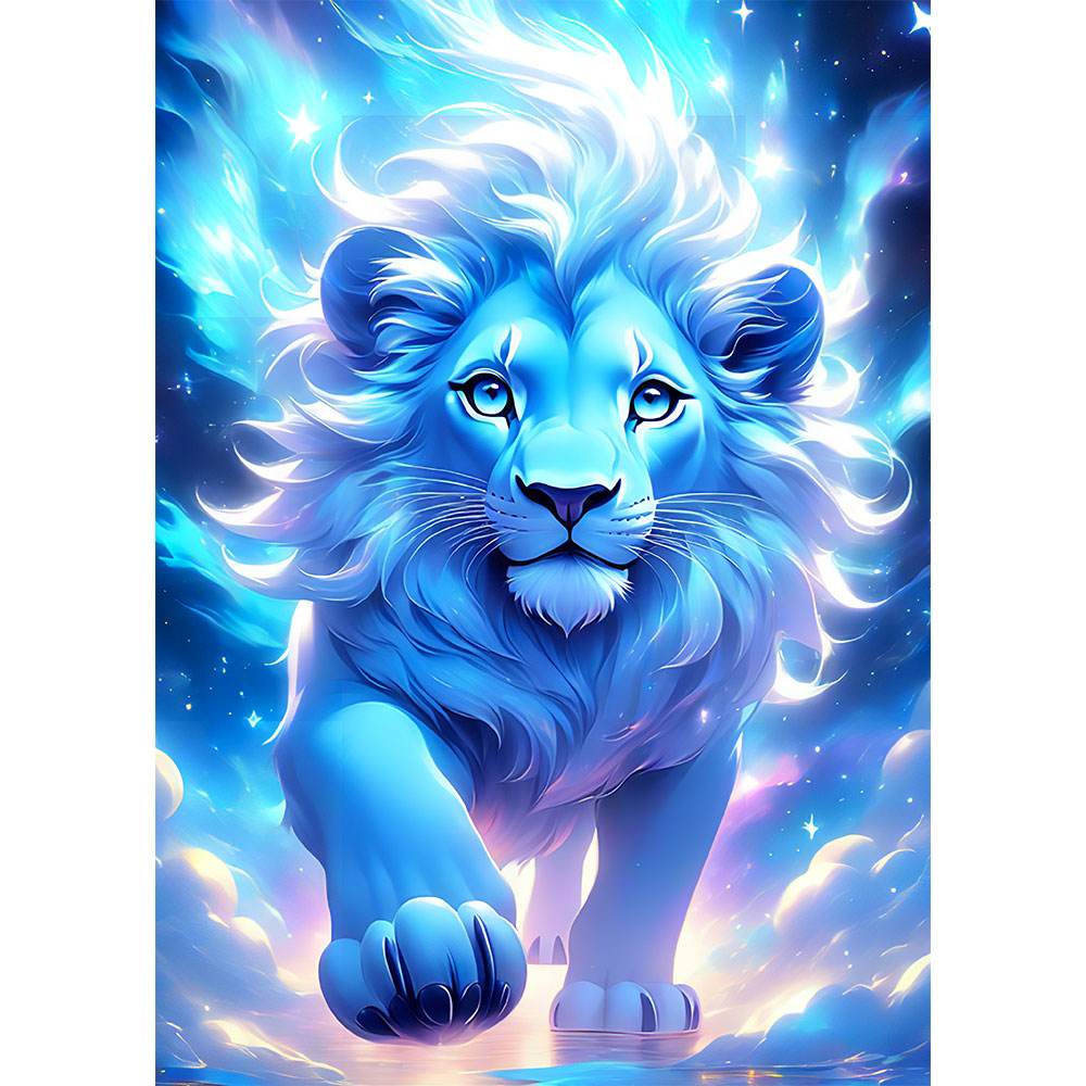 5D Diamond Painting AB Steine Blue Lion, Unique-Diamond