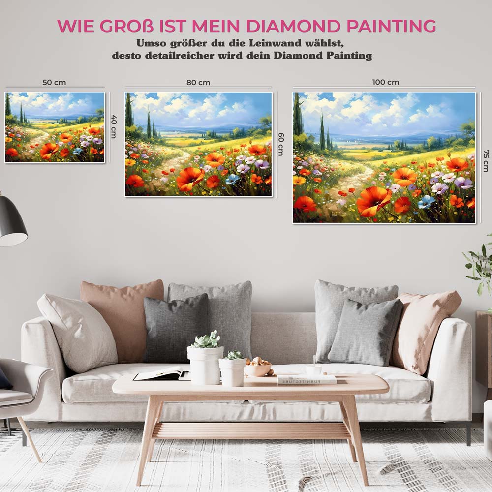 5D Diamond Painting AB Steine Blumen Landschaft, Unique-Diamond