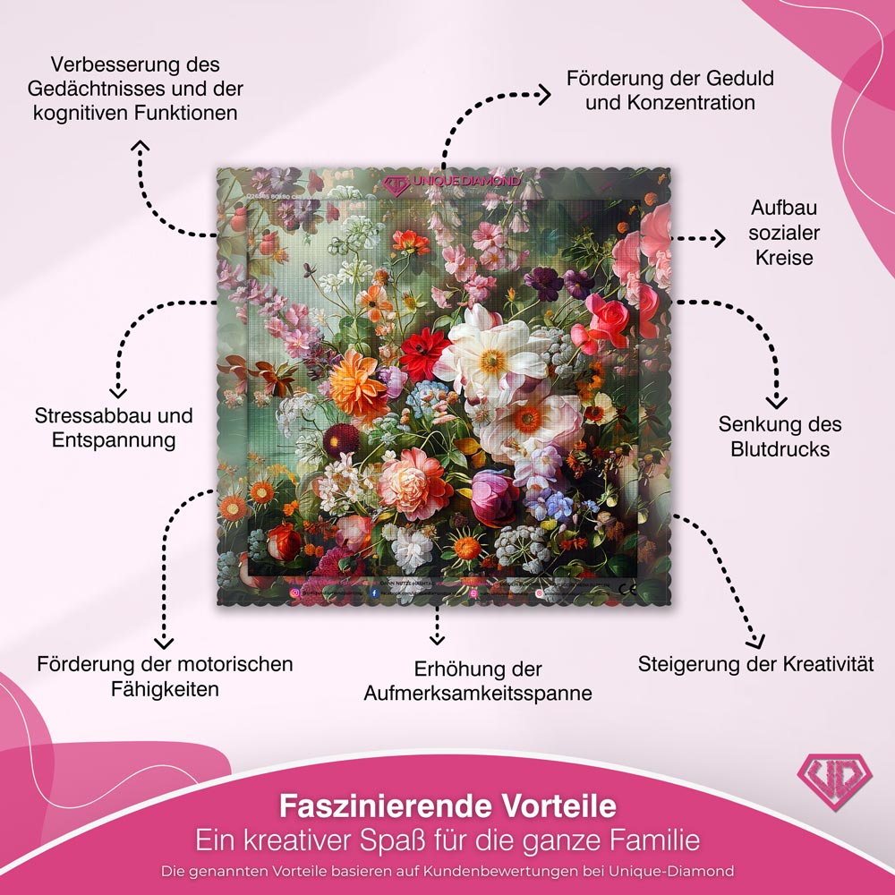 5D Diamond Painting – Blumenbad Unique-Diamond