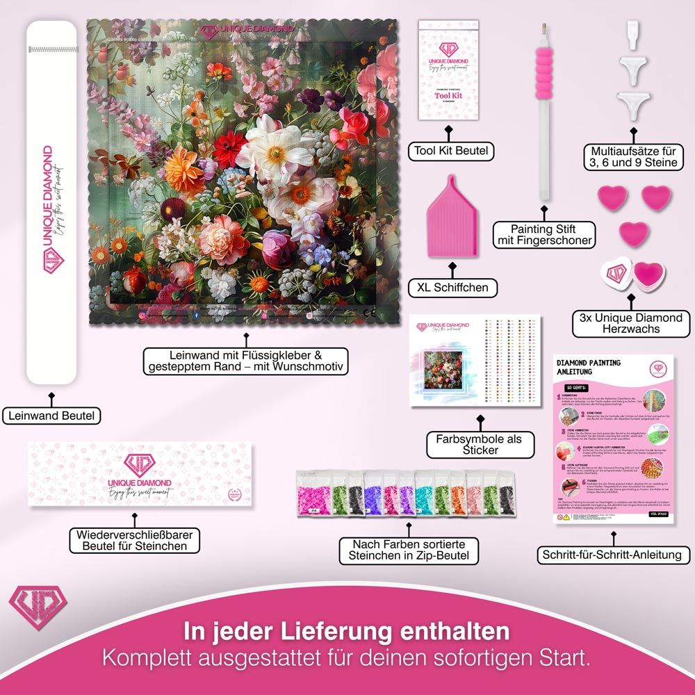 5D Diamond Painting – Blumenbad Unique-Diamond