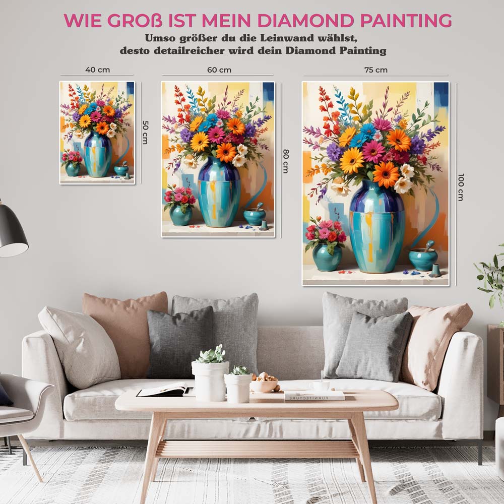 5D Diamond Painting AB Steine Blumenstrauß mit 100 Farben, Unique-Diamond