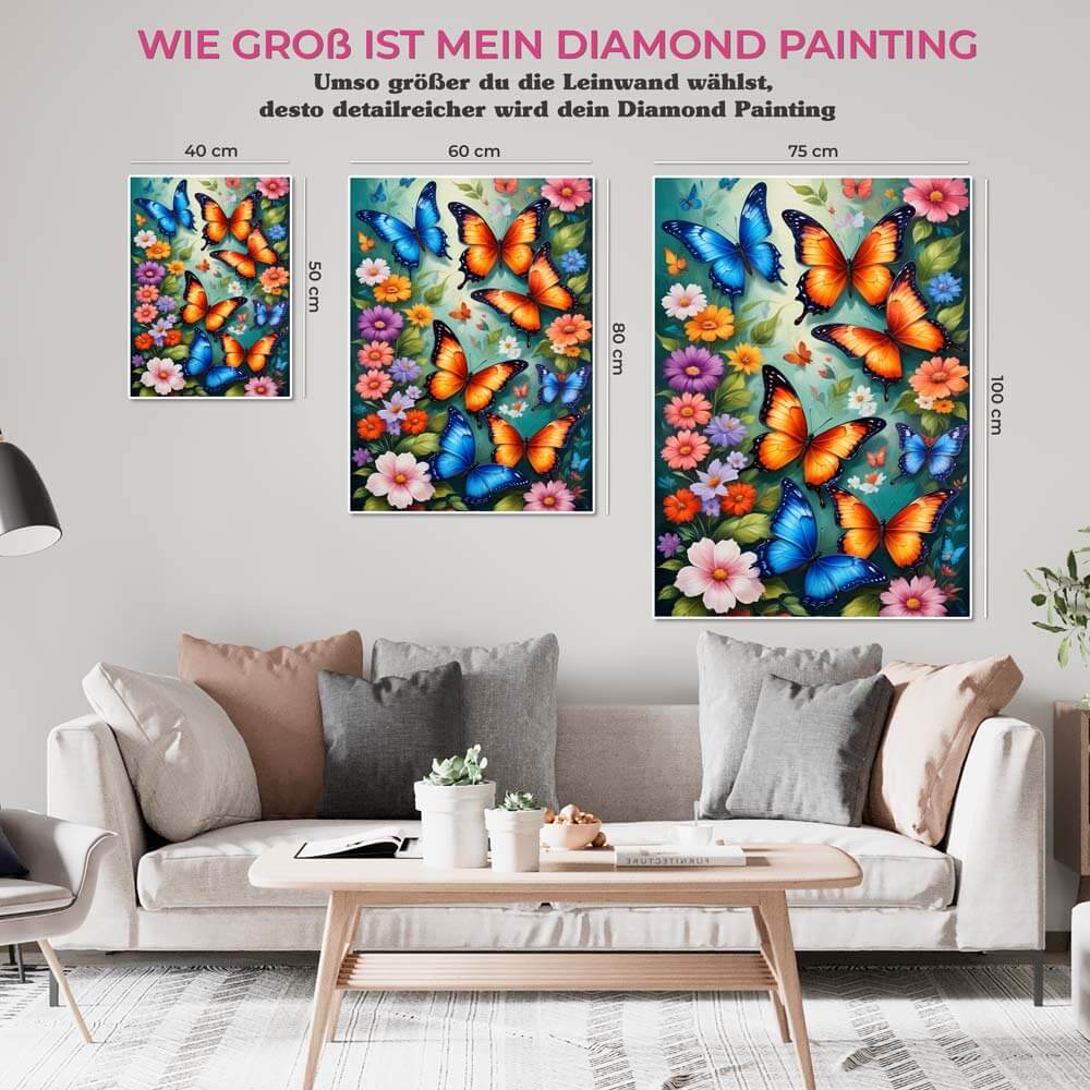5D Diamond Painting AB Steine Butterfly Symphony mit 100 Farben, Unique-Diamond