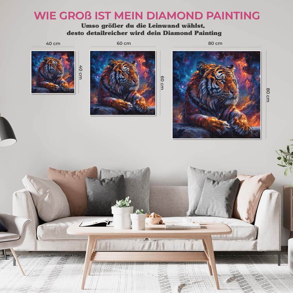 5D Diamond Painting AB Steine Celestial Tiger mit 100 Farben, Unique-Diamond