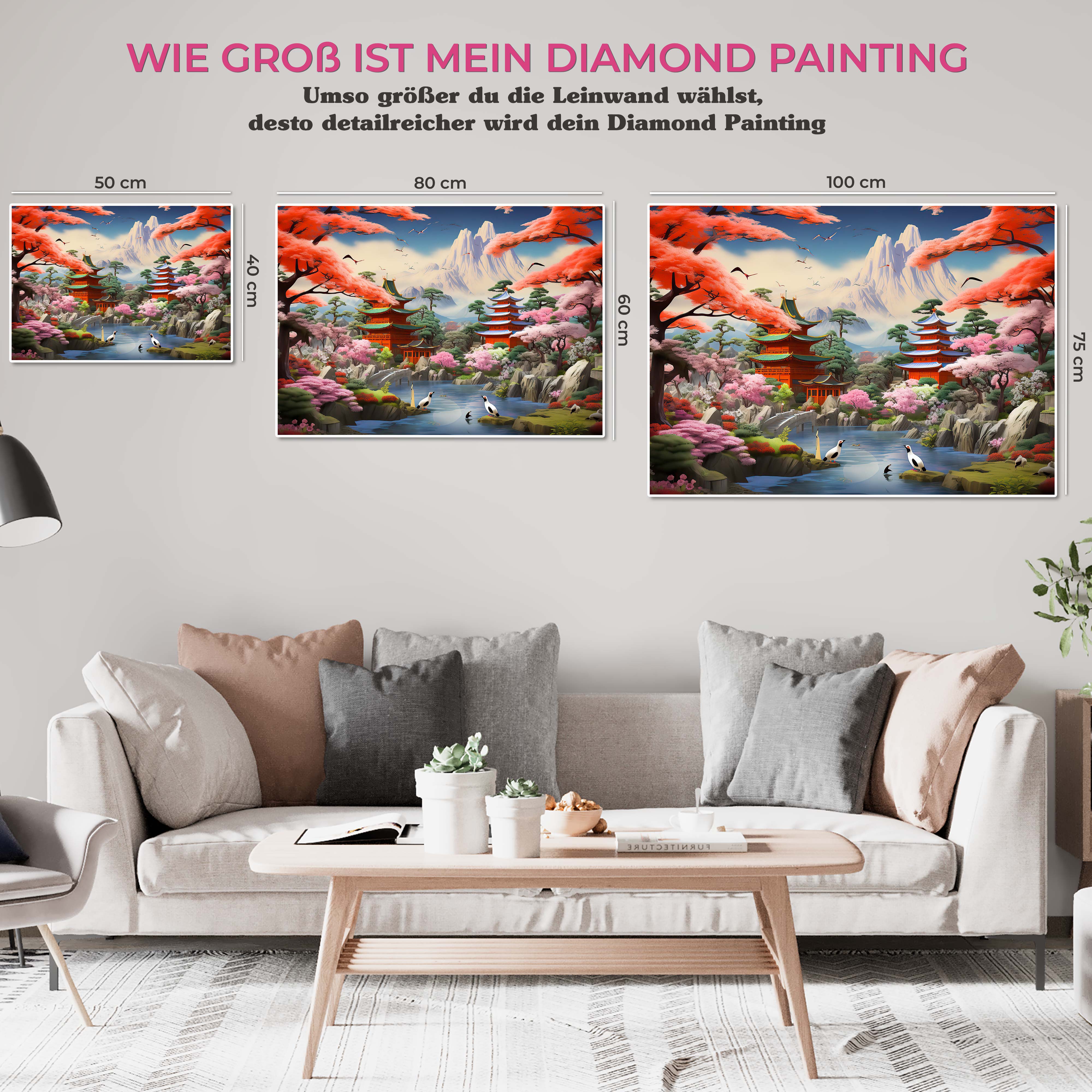 5D Diamond Painting AB Steine Chinesischer Garten, Unique-Diamond