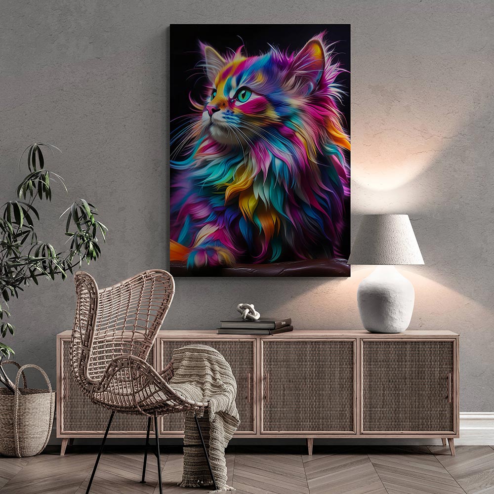 5D Diamond Painting AB Steine Colorful Cat mit 100 Farben, Unique-Diamond