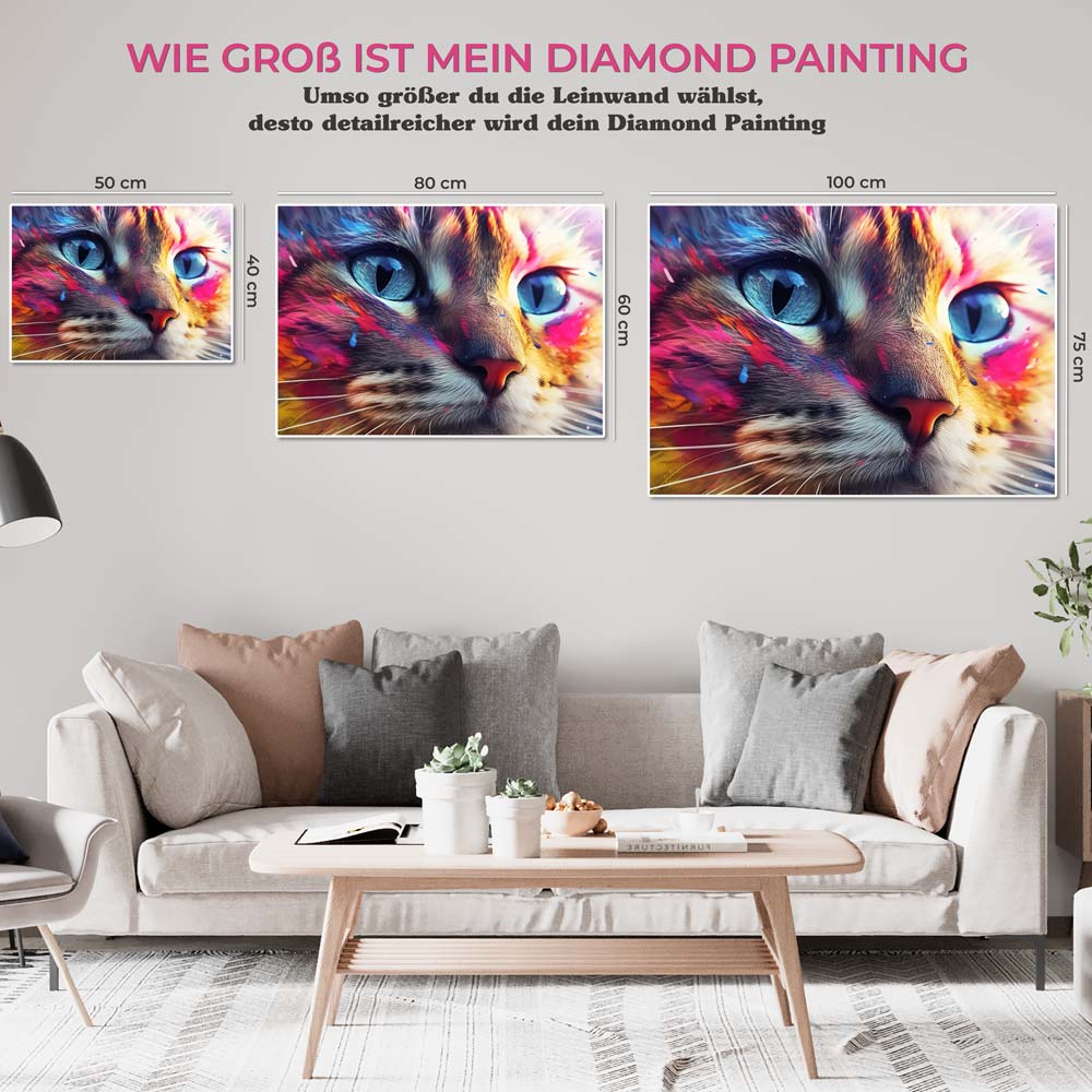 5D Diamond Painting AB Steine Colorful Cat, Unique-Diamond