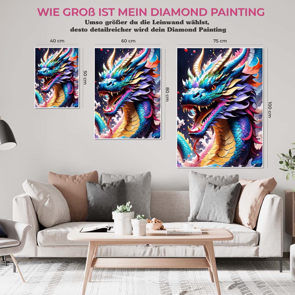 5D Diamond Painting AB Steine Colorful Dragon, Unique-Diamond
