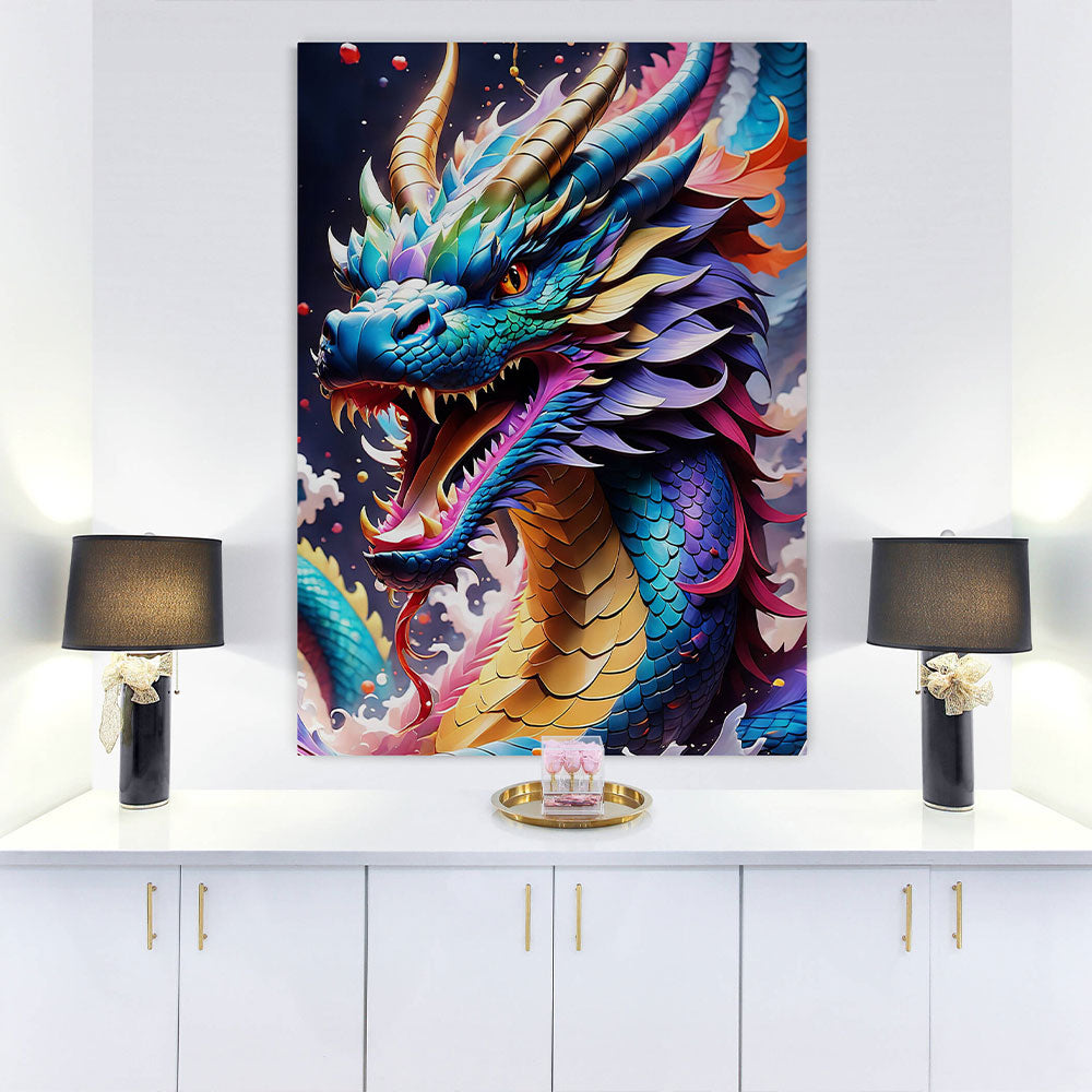 5D Diamond Painting AB Steine Colorful Dragon, Unique-Diamond