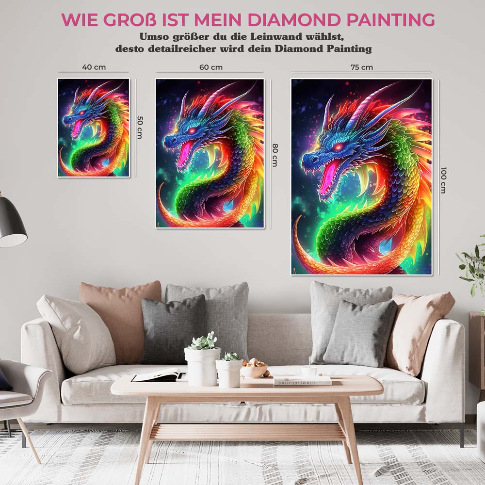 5D Diamond Painting AB Steine Colorful Dragon, Unique-Diamond