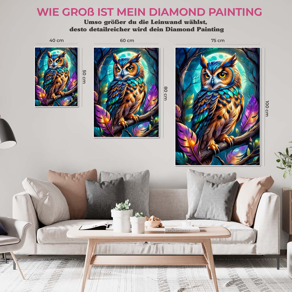 5D Diamond Painting AB Steine Colorful Owl, Unique-Diamond
