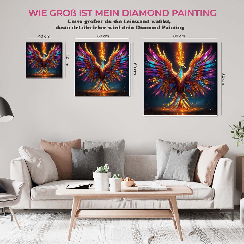 5D Diamond Painting AB Steine Colorful Phoenix, Unique-Diamond