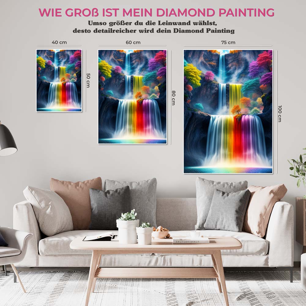5D Diamond Painting AB Steine Colorful Waterfall, Unique-Diamond