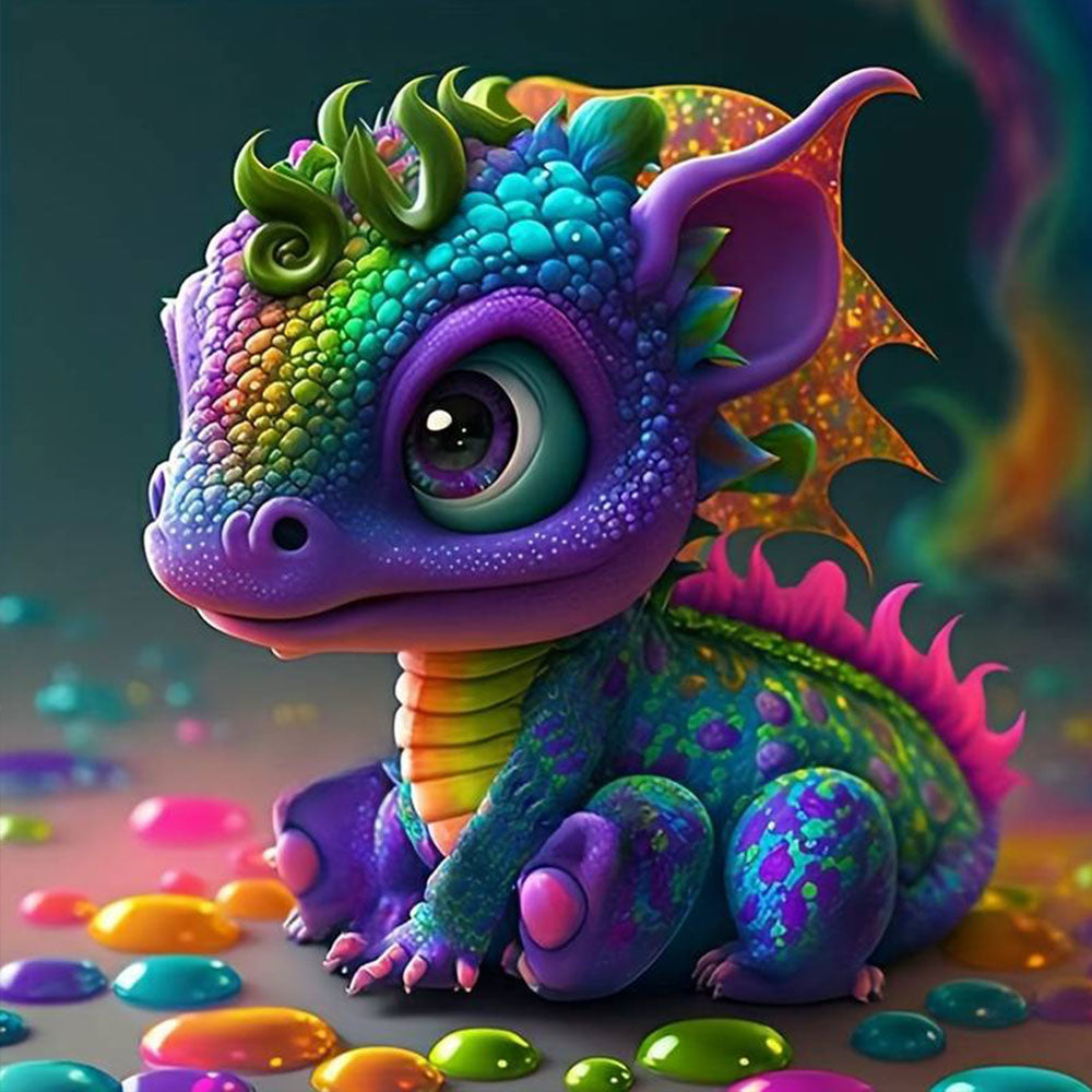 5D Diamond Painting AB Steine Colourful Dragon, Unique-Diamond