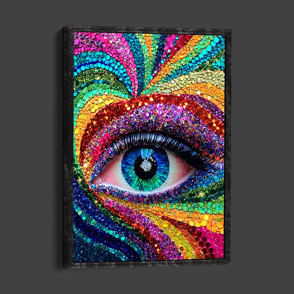 5D Diamond Painting AB Steine Colourful Eye mit 100 Farben, Unique-Diamond