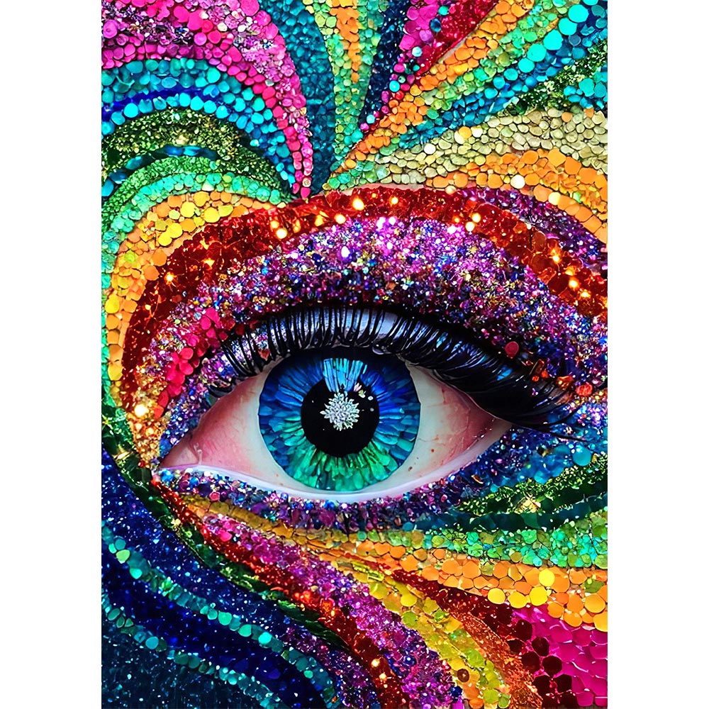 5D Diamond Painting AB Steine Colourful Eye mit 100 Farben, Unique-Diamond