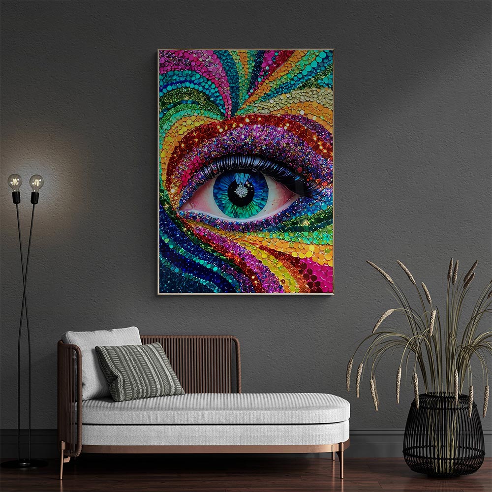 5D Diamond Painting AB Steine Colourful Eye mit 100 Farben, Unique-Diamond