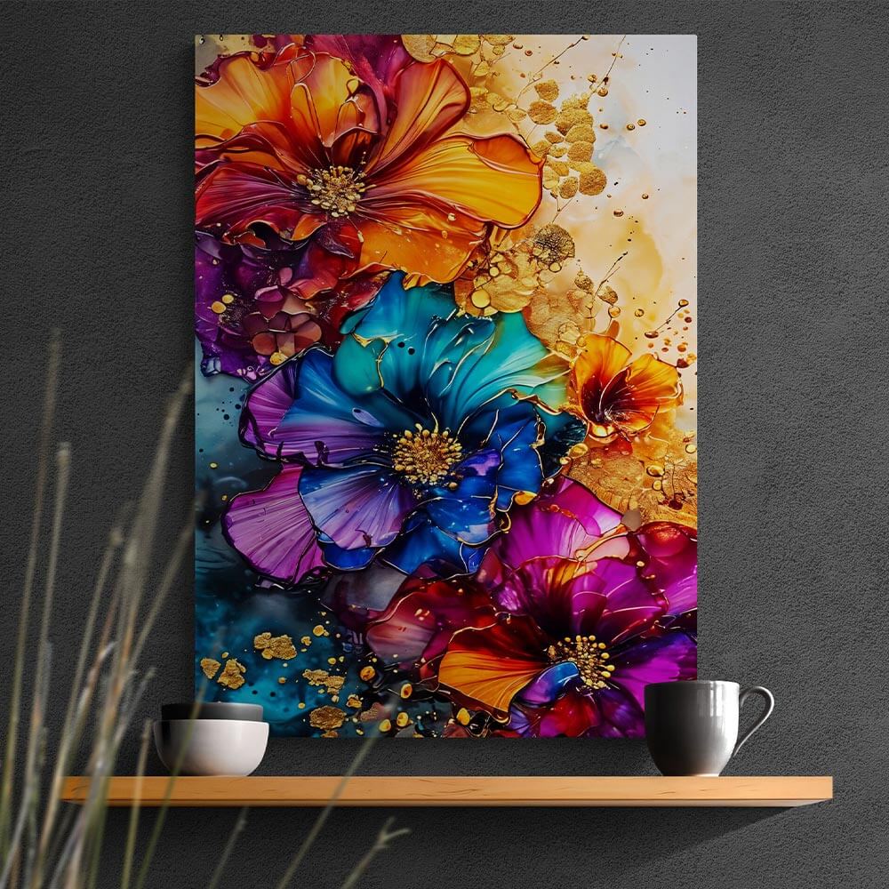 5D Diamond Painting AB Steine Colourful Flowers mit 100 Farben, Unique-diamodn