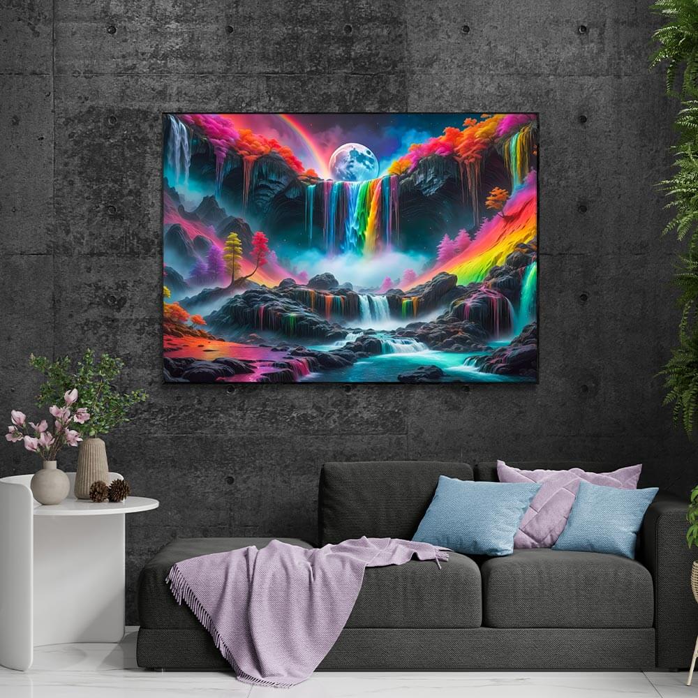 5D Diamond Painting AB Steine Colourful Waterfall mit 100 Farben, Unique-Diamond