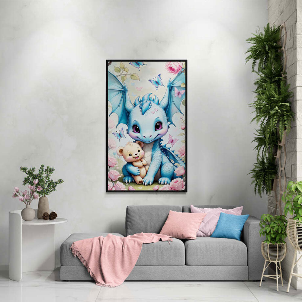 5D Diamond Painting XXL AB Steine Drache mit Bär, Unique-Diamond