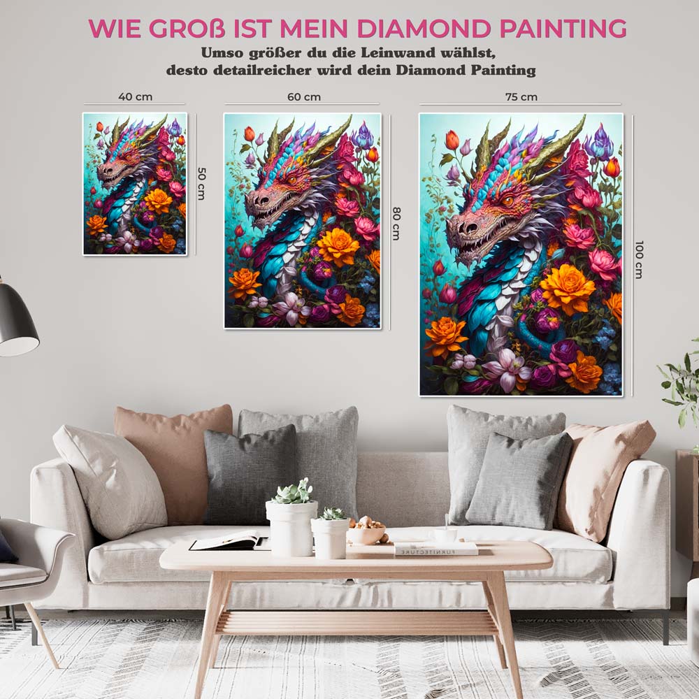 5D Diamond Painting AB Steine Dragon mit 100 Farben, Unique-Diamond