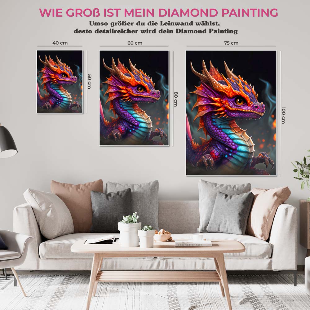 5D Diamond Painting AB Steine Dragon, Unique-Diamond