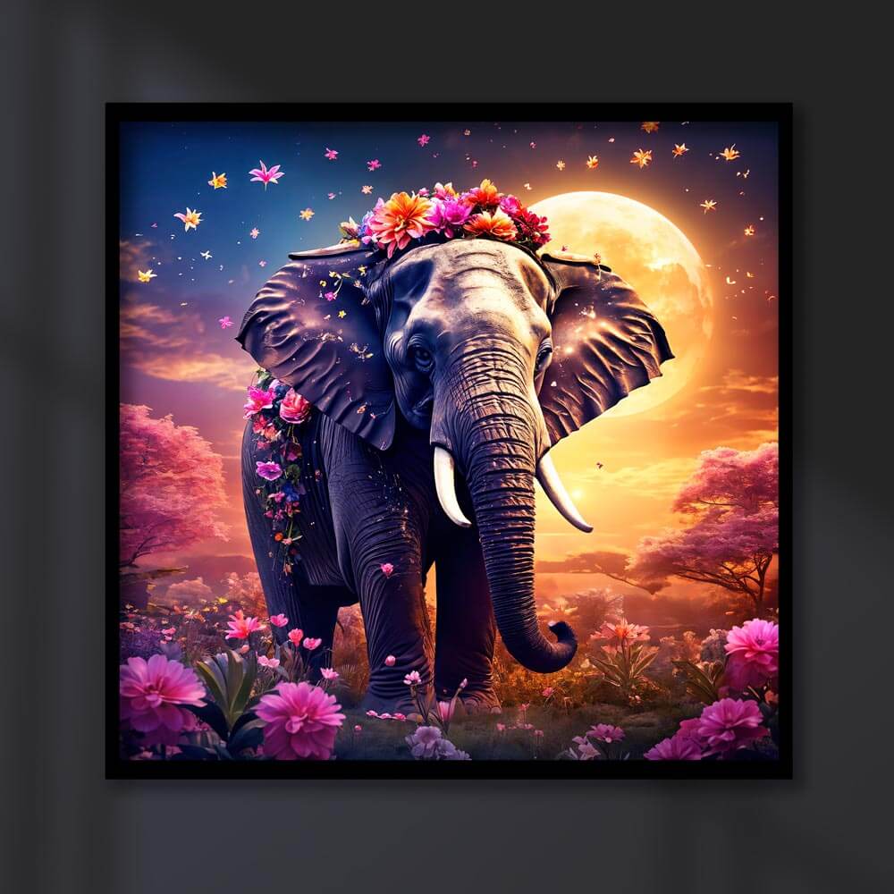 5D Diamond Painting AB Steine Elephantia Blossom Magic mit 100 Farben, Unique-Diamond