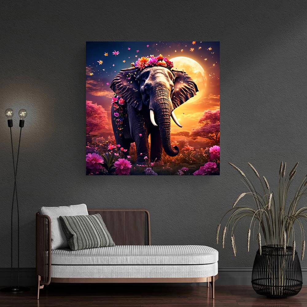 5D Diamond Painting AB Steine Elephantia Blossom Magic mit 100 Farben, Unique-Diamond