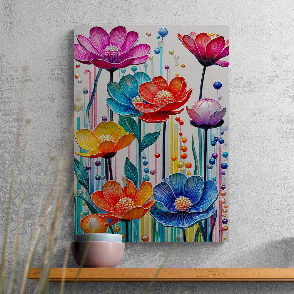 5D Diamond Painting AB Steine Farbige Blumen, Unique-Diamond