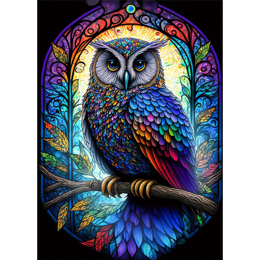 5D Diamond Painting AB Steine Farbige Eule, Unique-Diamond