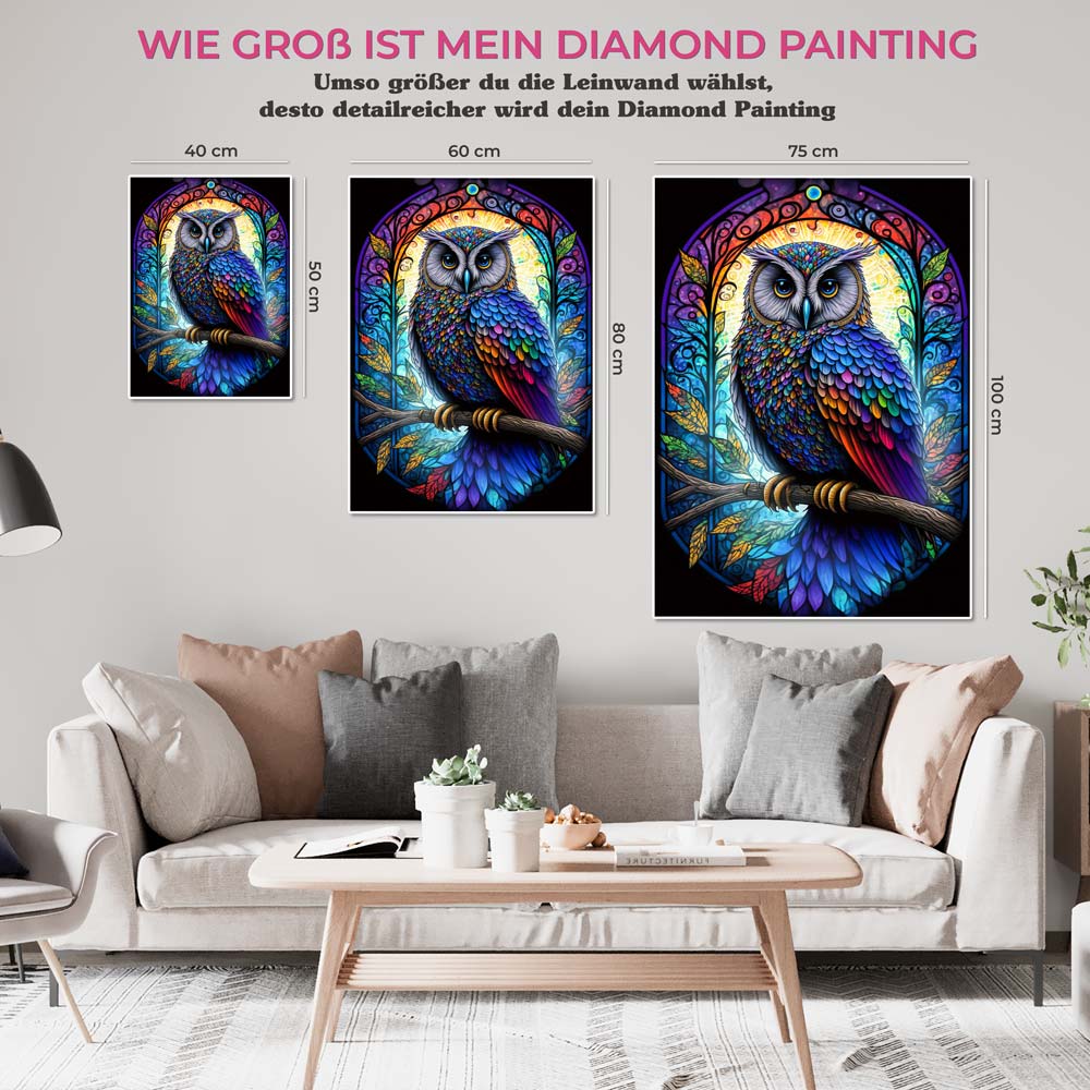5D Diamond Painting AB Steine Farbige Eule, Unique-Diamond