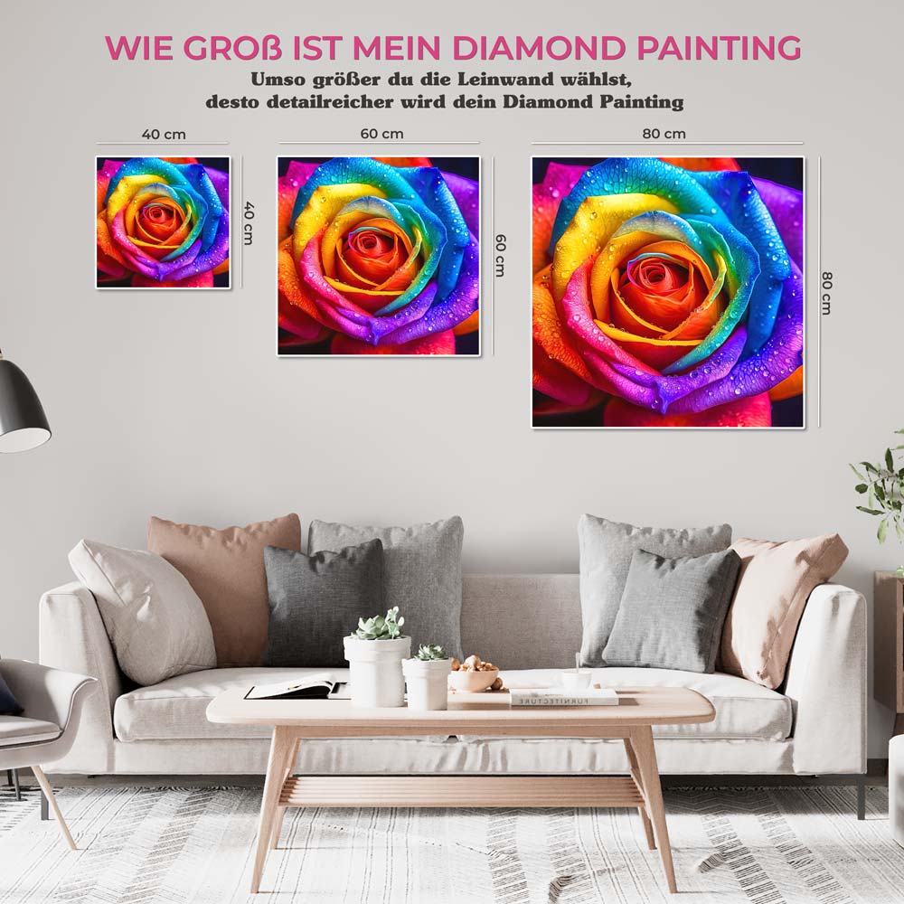 5D Diamond Painting AB Steine Farbige Rose, Unique-Diamond