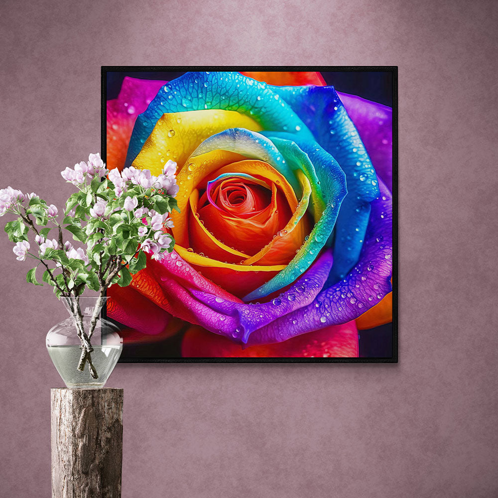 5D Diamond Painting AB Steine Farbige Rose, Unique-Diamond