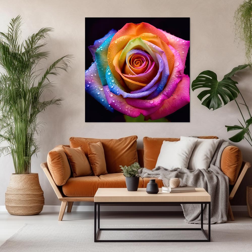 5D Diamond Painting AB Steine Farbige Rose, Unique-Diamond