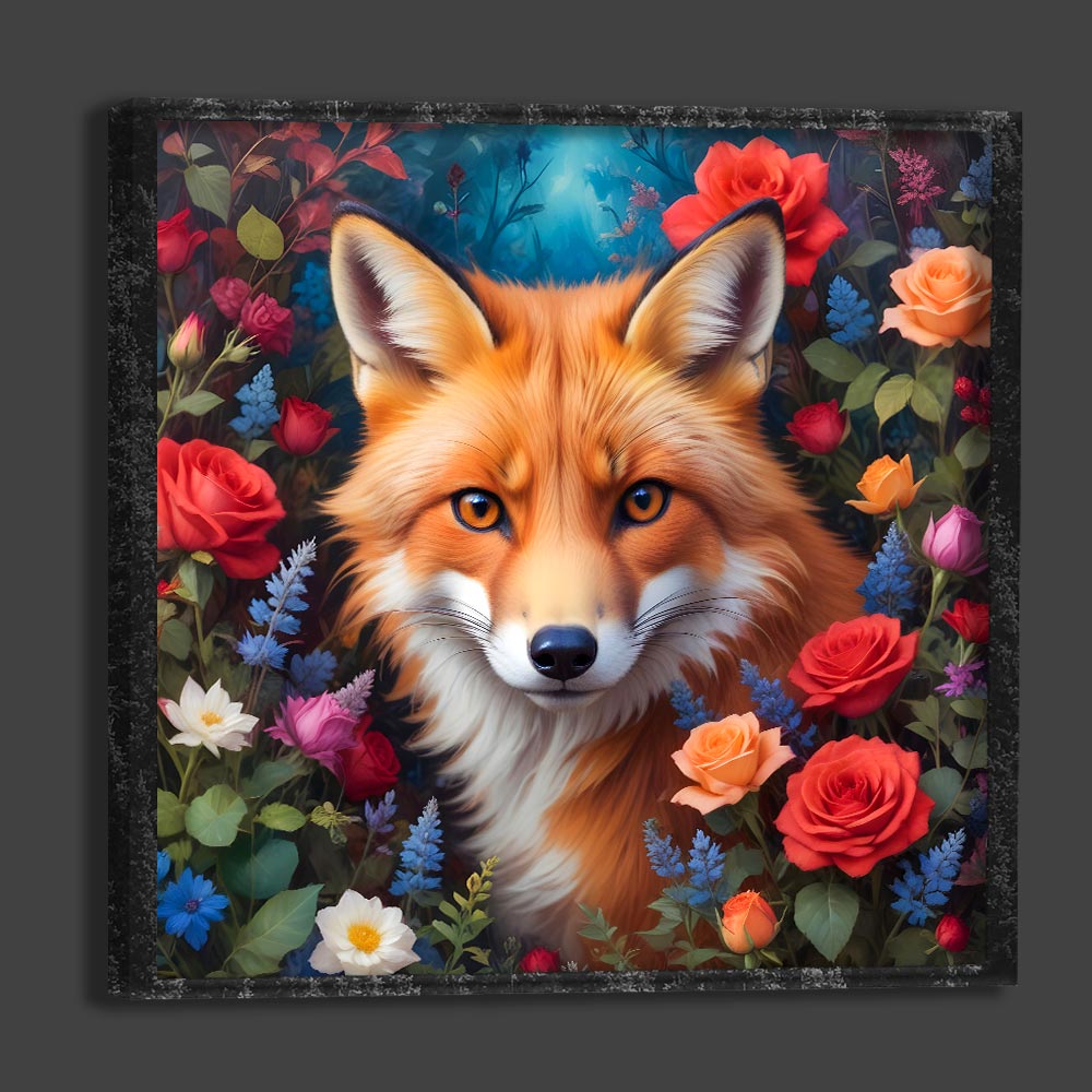 5D Diamond Painting AB Steine Flower Fox mit 100 Farben, Unique-Diamond