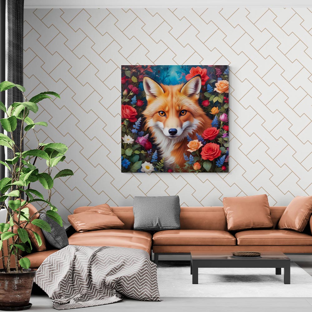 5D Diamond Painting AB Steine Flower Fox mit 100 Farben, Unique-Diamond