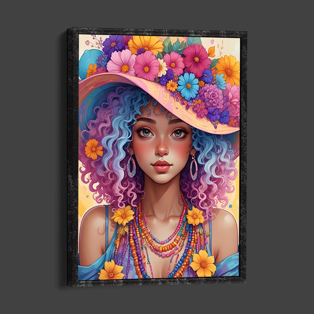 5D Diamond Painting AB Steine Flower Girl mit 100 Farben, Unique-Diamond