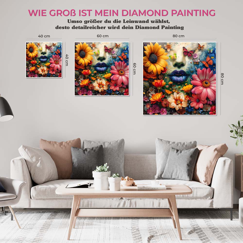 5D Diamond Painting AB Steine Flower Head, Unique-Diamond