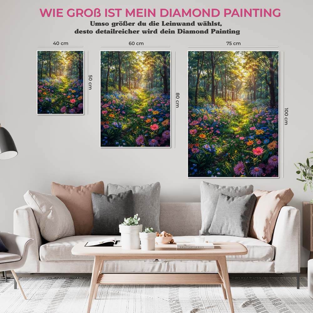 5D Diamond Painting AB Steine Flowers Forest Path, Unique-Diamond