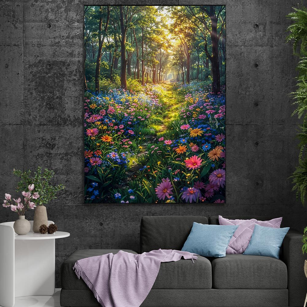 5D Diamond Painting AB Steine Flowers Forest Path, Unique-Diamond