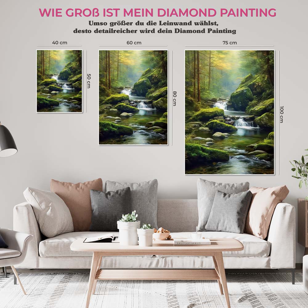 5D Diamond Painting AB Steine Fluss in den Bergen, Unique-Diamond