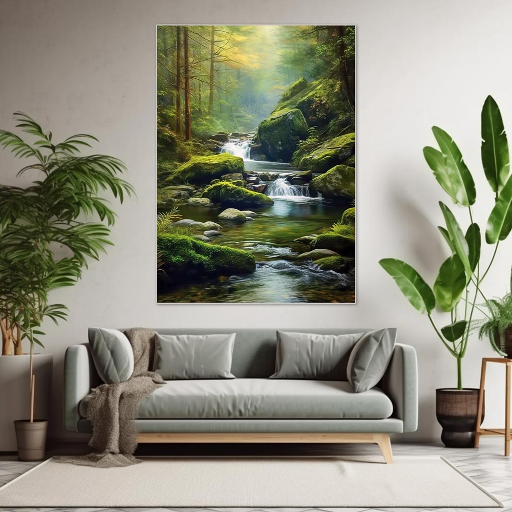 5D Diamond Painting AB Steine Fluss in den Bergen, Unique-Diamond