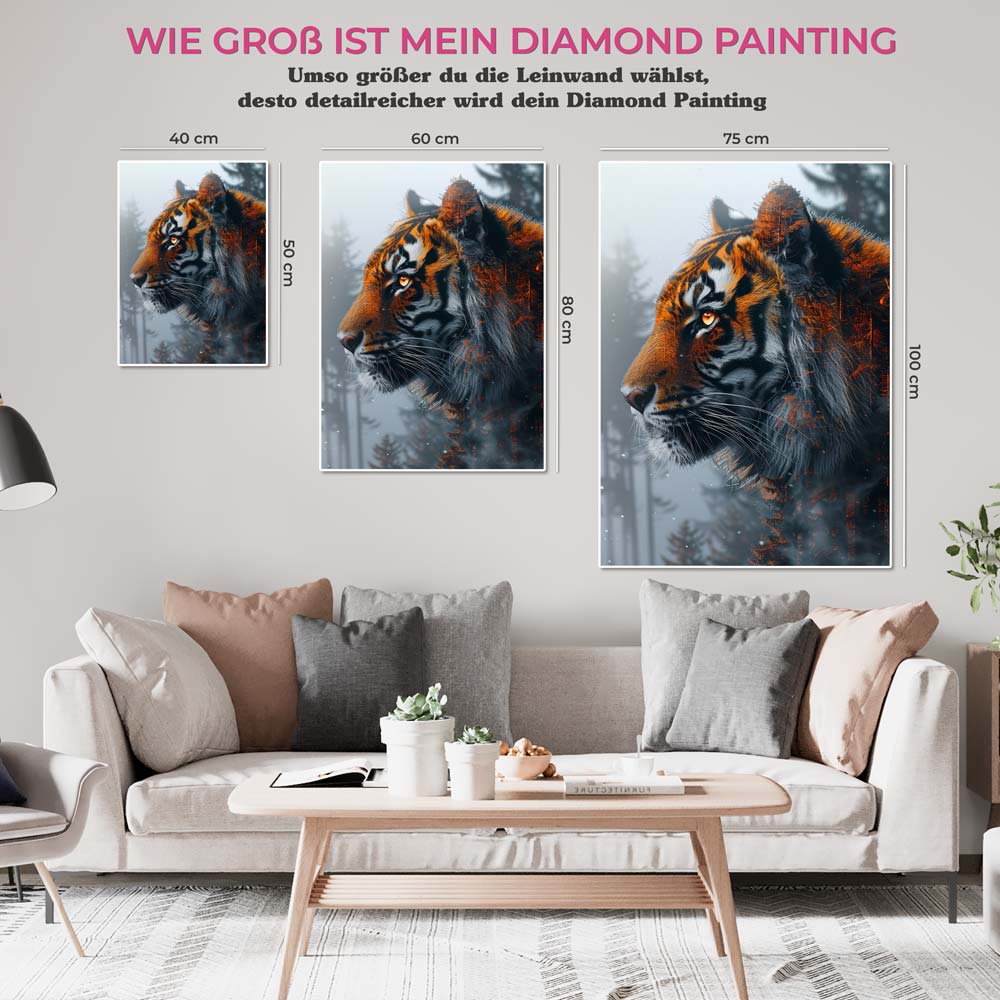 5D Diamond Painting AB Steine Forest Tiger, Unique-Diamond