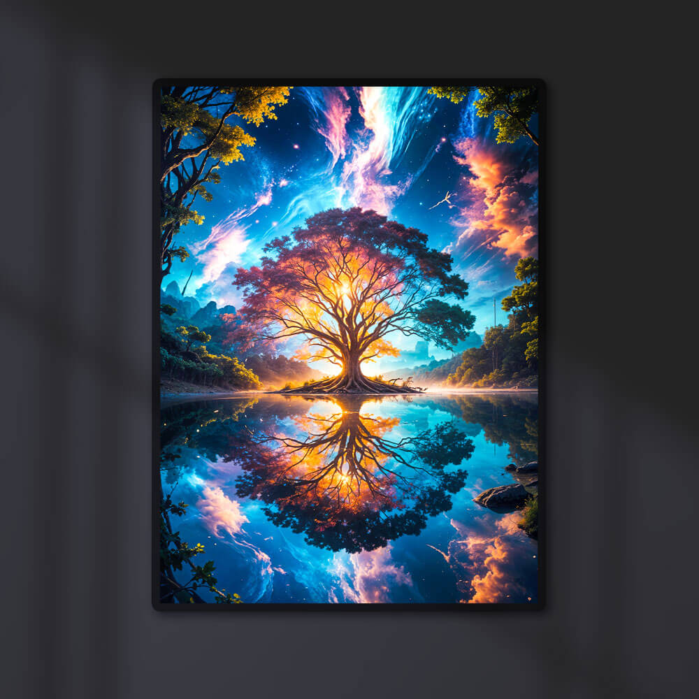 5D Diamond Painting AB Steine Galactic Reflection mit 100 Farben, Unique-Diamond