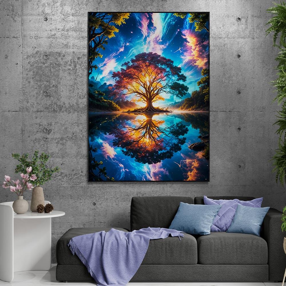 5D Diamond Painting AB Steine Galactic Reflection mit 100 Farben, Unique-Diamond