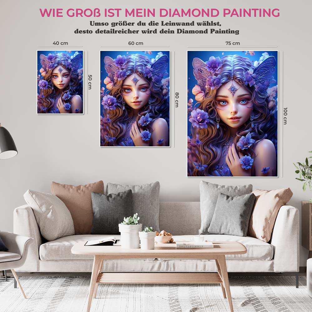 5D Diamond Painting AB Steine Girl With Blue Eyes, Unique-Diamond
