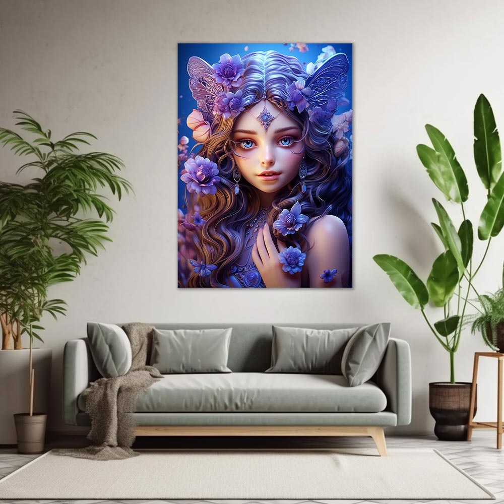 5D Diamond Painting AB Steine Girl With Blue Eyes, Unique-Diamond