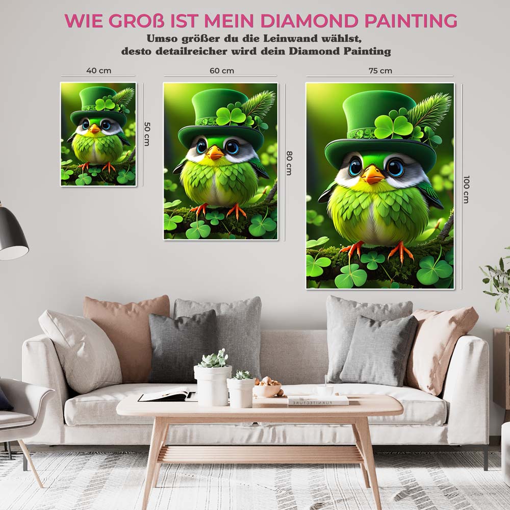 5D Diamond Painting AB Steine Green Bird, Unique-Diamond