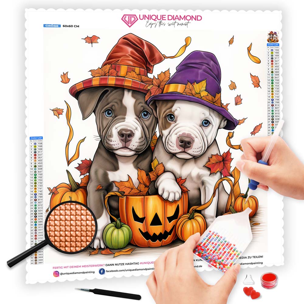 5D Diamond Painting AB Steine Halloween Dogs, Unique-Diamond